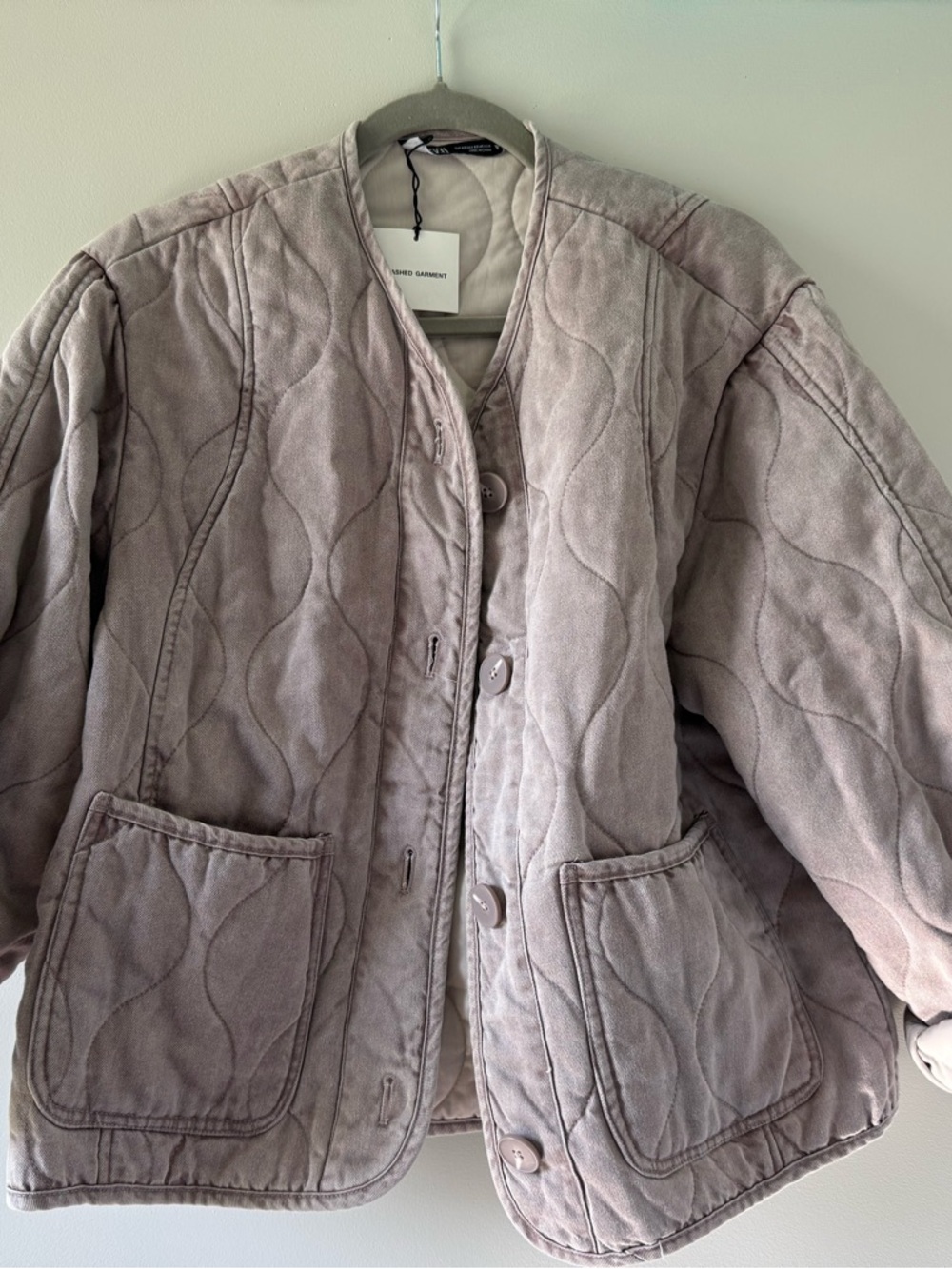 Zara Quilted Light Mauve Button Jacket